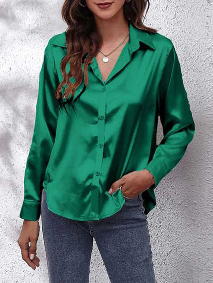 Camisa de manga larga de seda para mujer