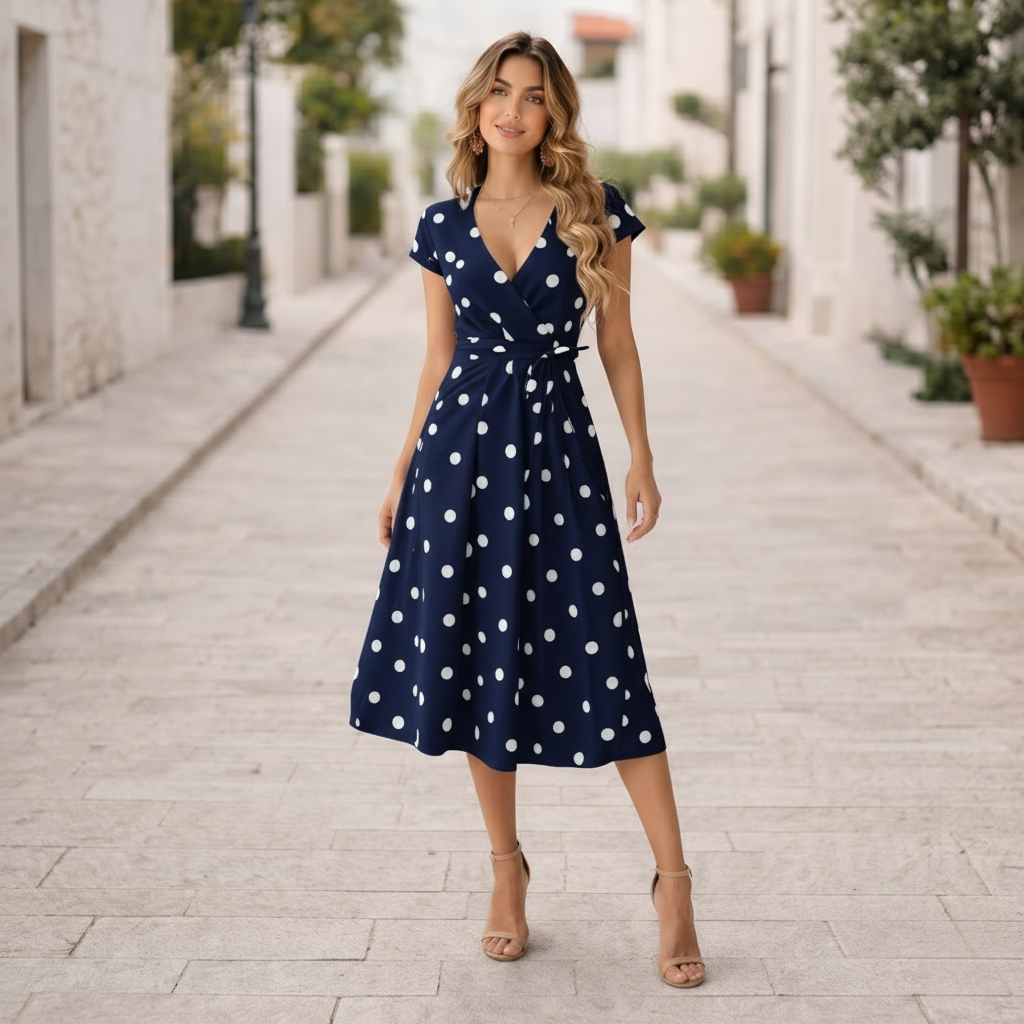 Vestido con estilo de verano de lunares