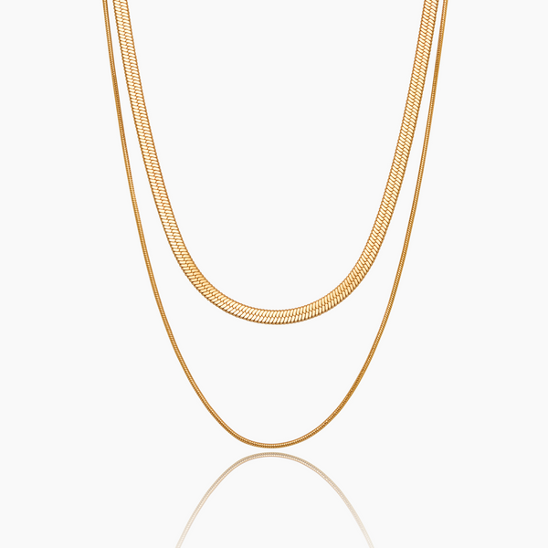 Double Snake Chain Layered Necklace
