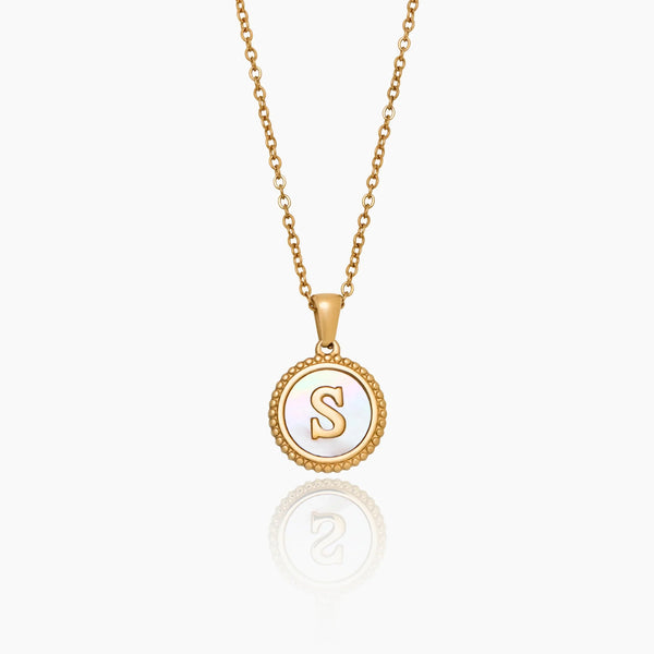 Mother Of Pearl Initial Pendant Necklace
