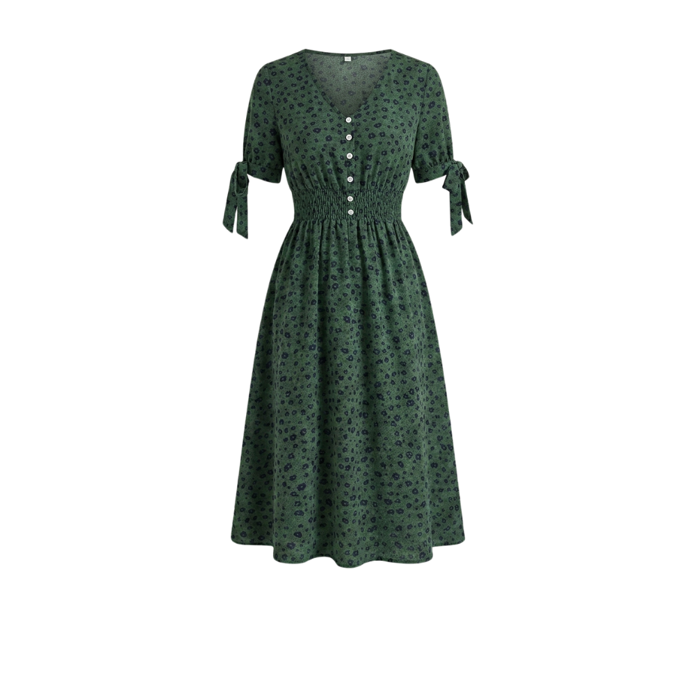 Vestido de lunares de manga corta para mujer