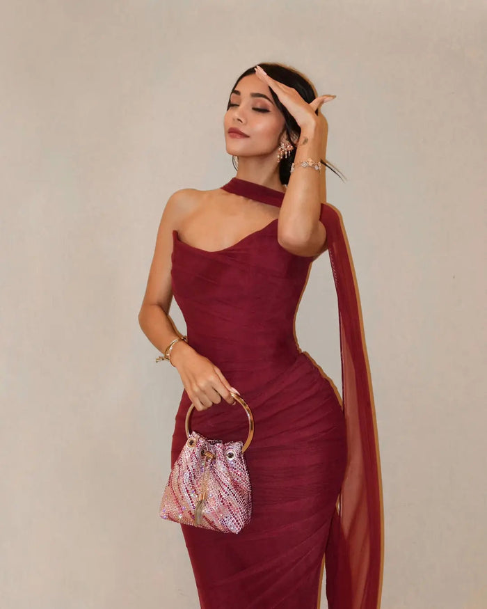 Bindi | Vestido largo palabra de honor esculpido