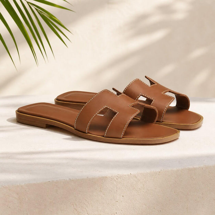 Sandalias de verano cómodas de piel para mujer