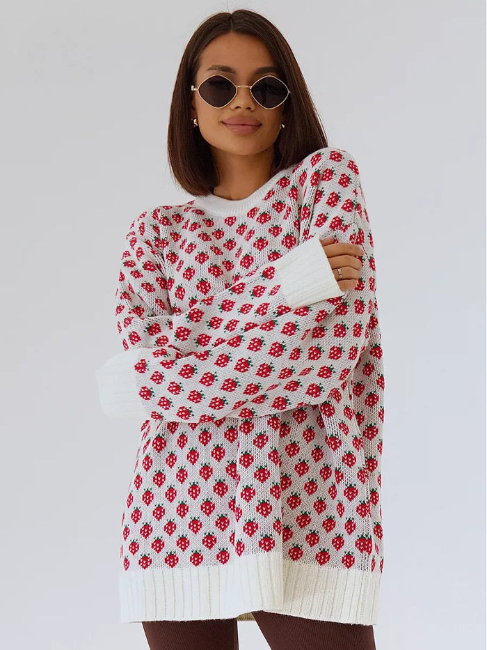 Emery | Jersey de punto oversize con estampado de fresas