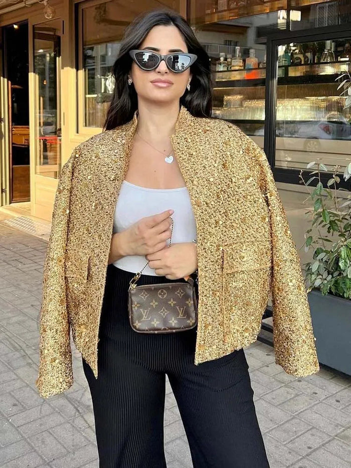 Scarlett | Chaqueta de lentejuelas doradas