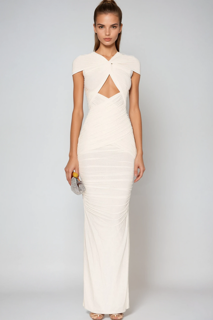 Zaria | Vestido largo fruncido con aberturas