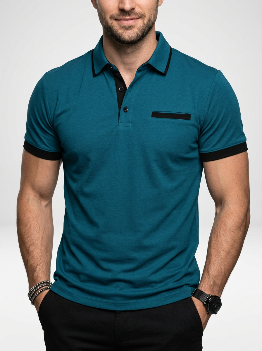 Classy Modern Men’s Color Block Short Sleeve Polo Shirt