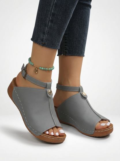 Structured Ankle Strap Platform Sandals