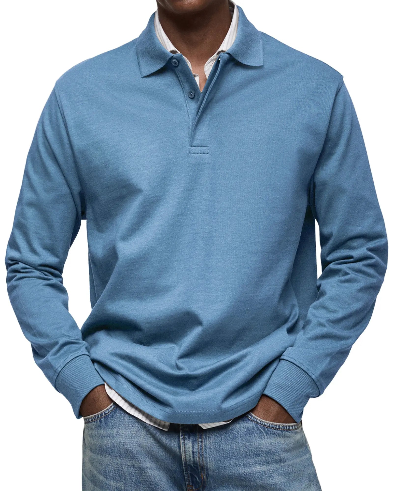Polo clásico de manga larga para hombre