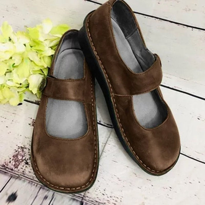 Bailarinas Mary Jane con correa ajustable de ante para mujer
