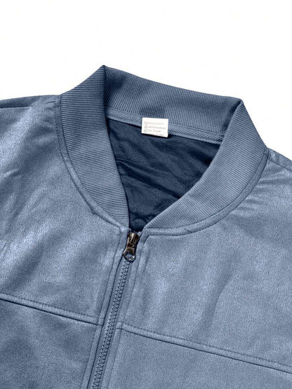 Men’s Suede Fleece Zip-Up Bomber Jacket