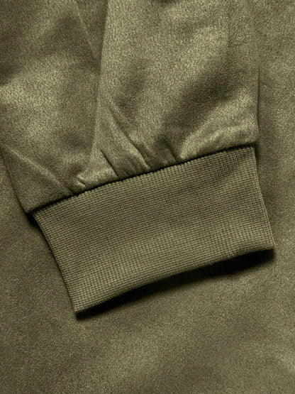 Men’s Suede Fleece Zip-Up Bomber Jacket