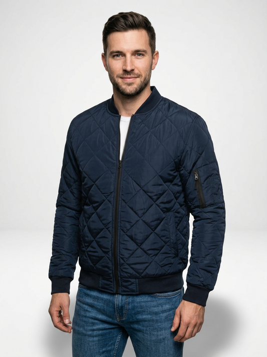 Men’s Lightweight Quilted Zip Bomber Jacket