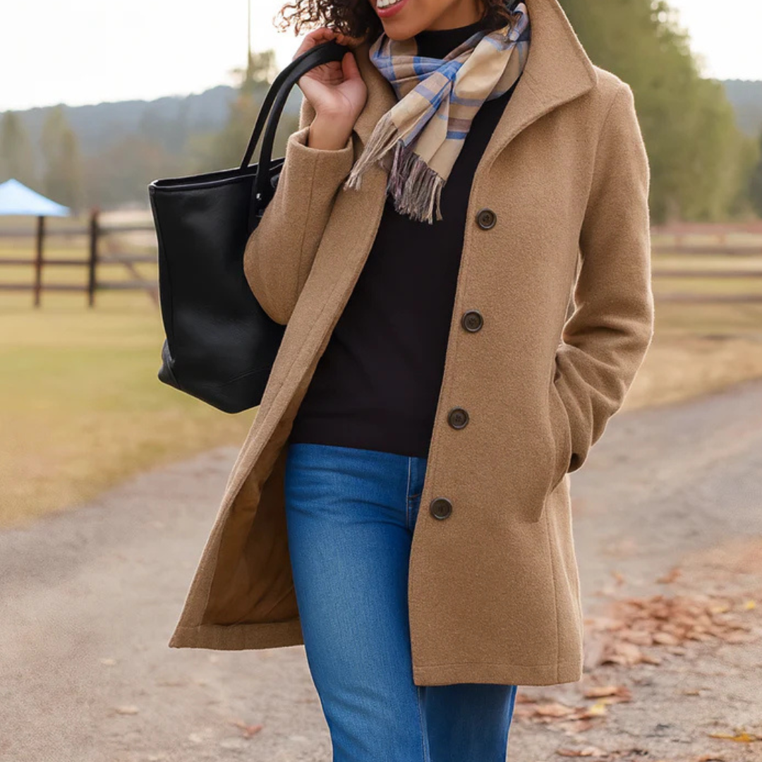 Abrigo de invierno gris para mujer