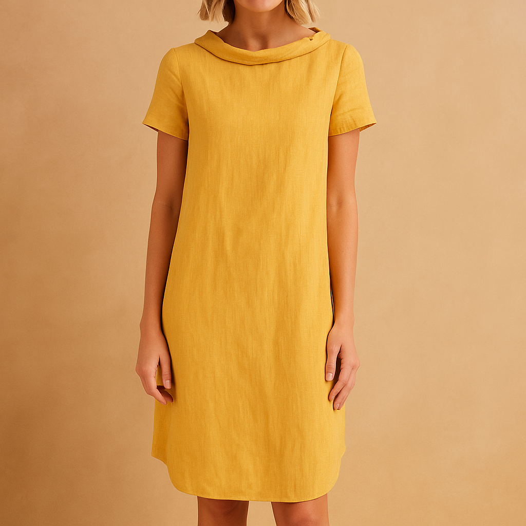 Vestido hasta la rodilla informal con bolsillos de lino para mujer