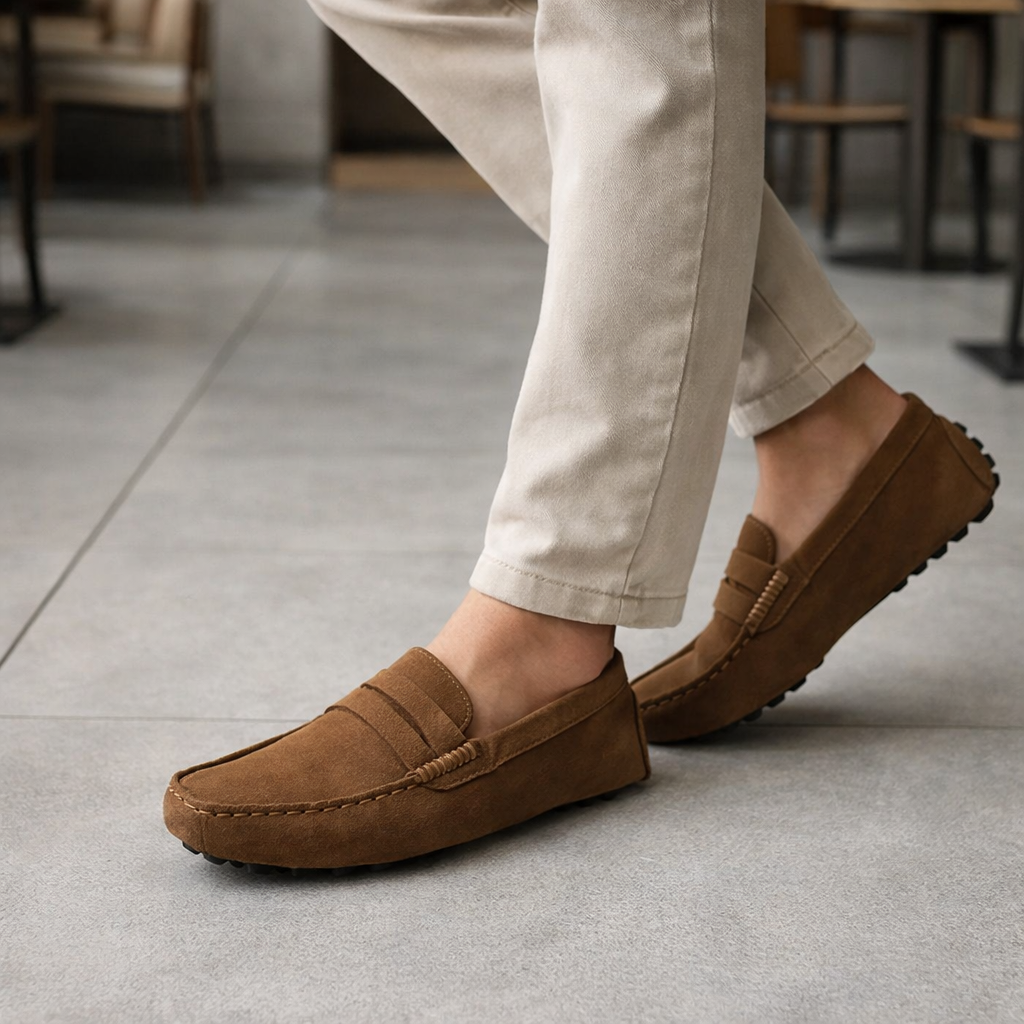 Mocasines cómodos de piel para hombre