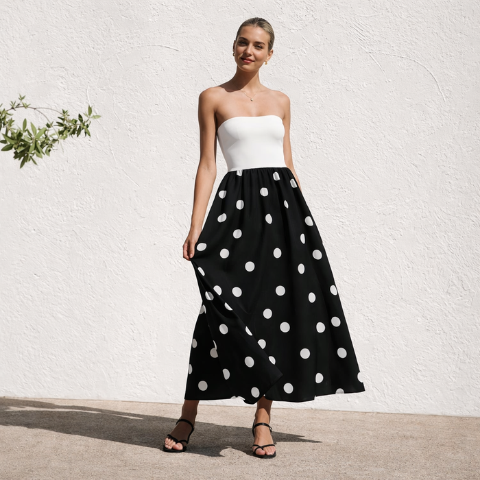 Vestido palabra de honor de corte en A elegante para mujer