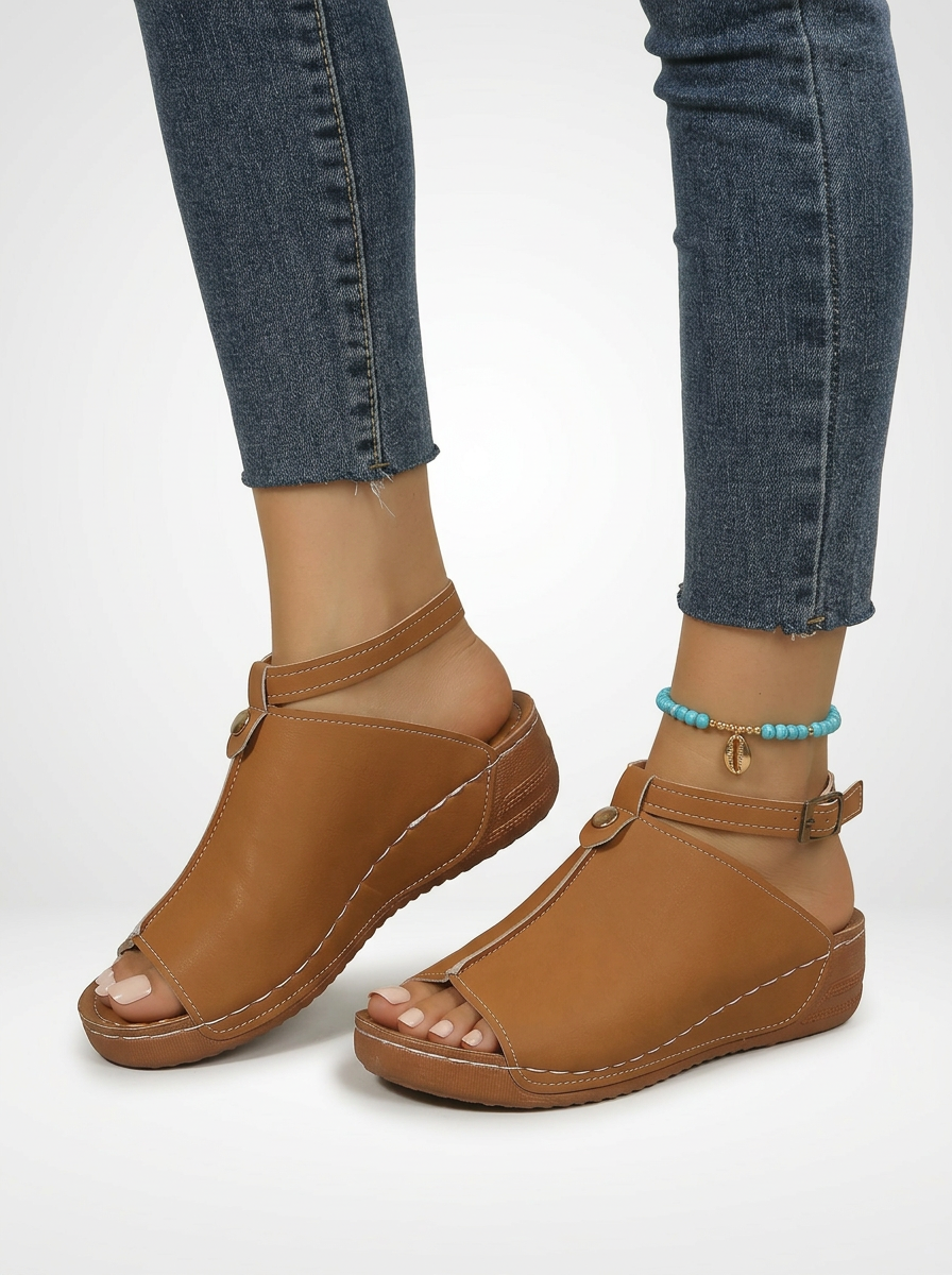 Structured Ankle Strap Platform Sandals