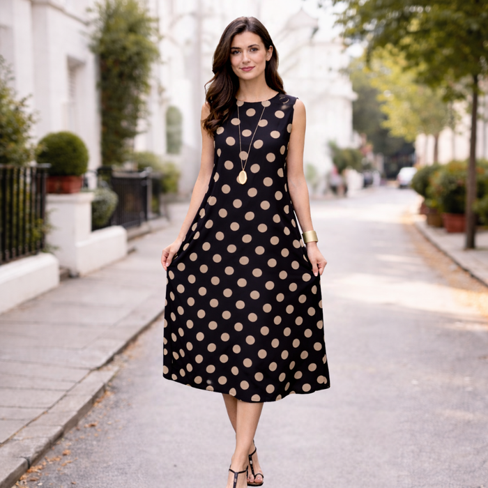 Vestido largo fluido negro para mujer