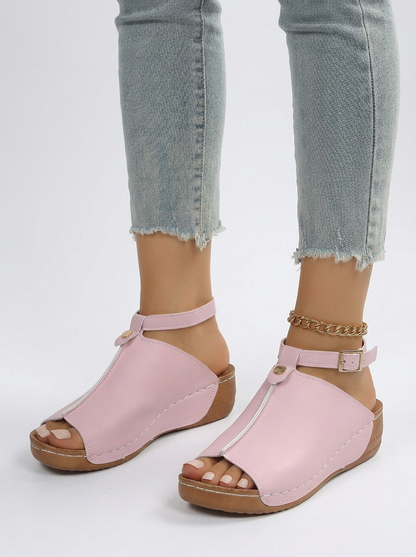 Structured Ankle Strap Platform Sandals