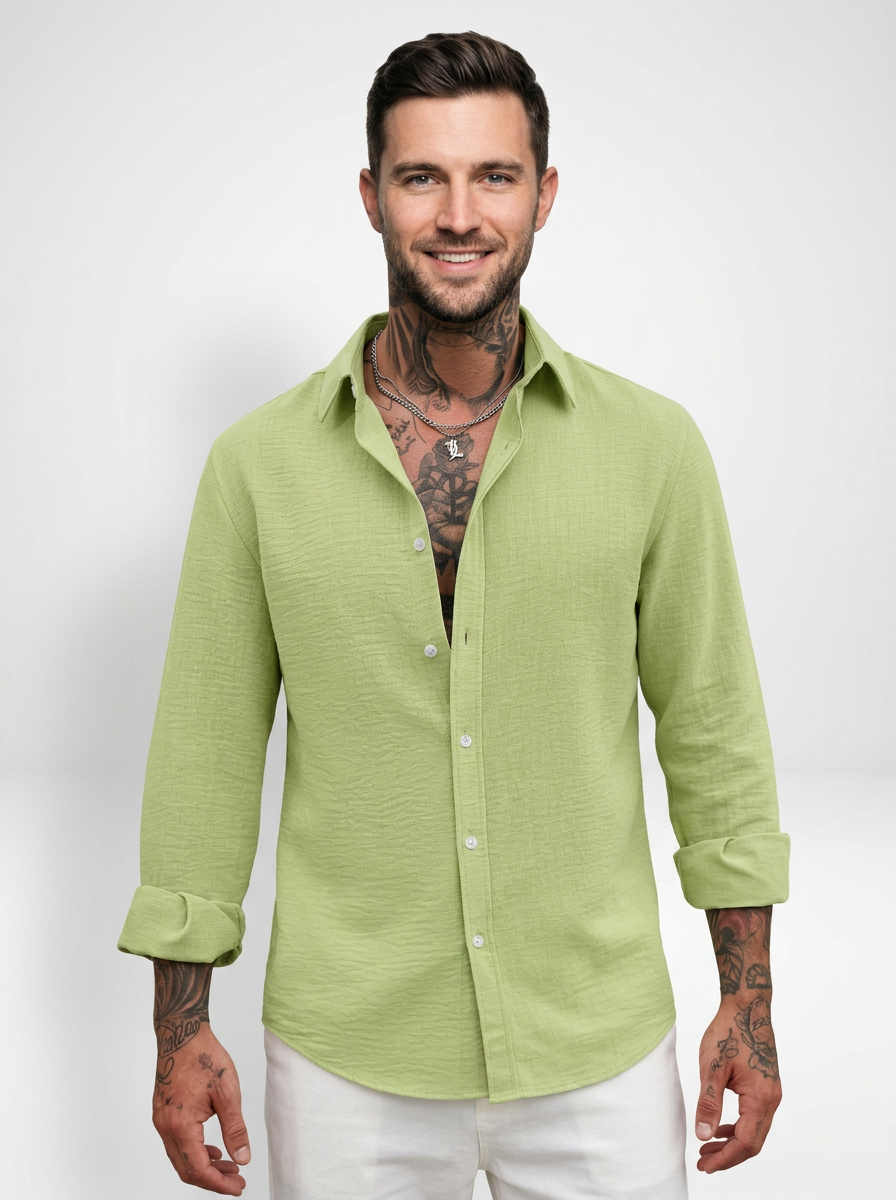 Men’s Relaxed Linen Blend Button Down Shirt