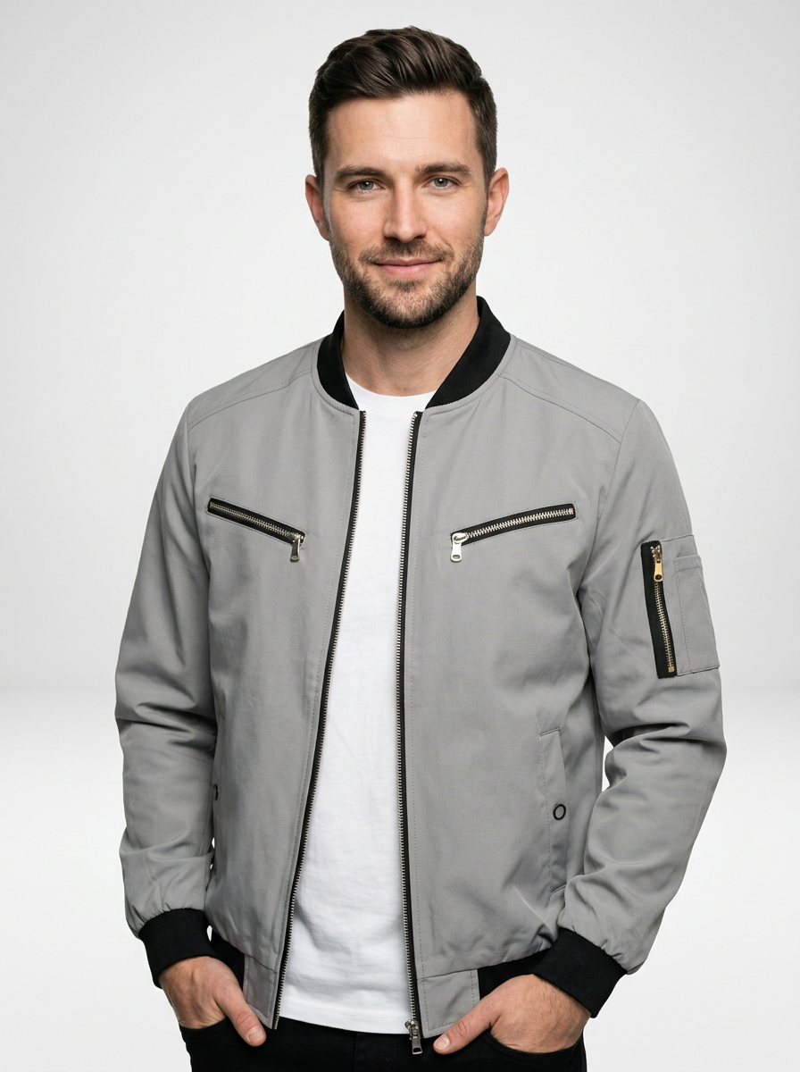 Men’s Lightweight Zip Front Bomber Jacket