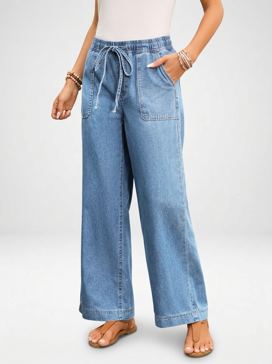 Women's Drawstring Waist Wide Leg Jeans
