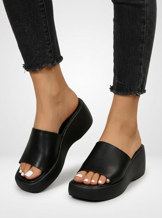Minimal Platform Wedge Slide Sandals