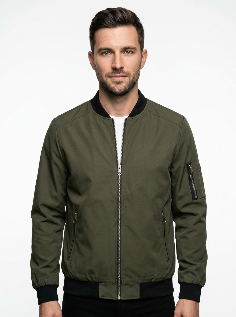 Men’s Lightweight Zip Front Bomber Jacket