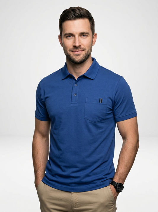Men’s Solid Short Sleeve Polo Shirt With Chest Pocket
