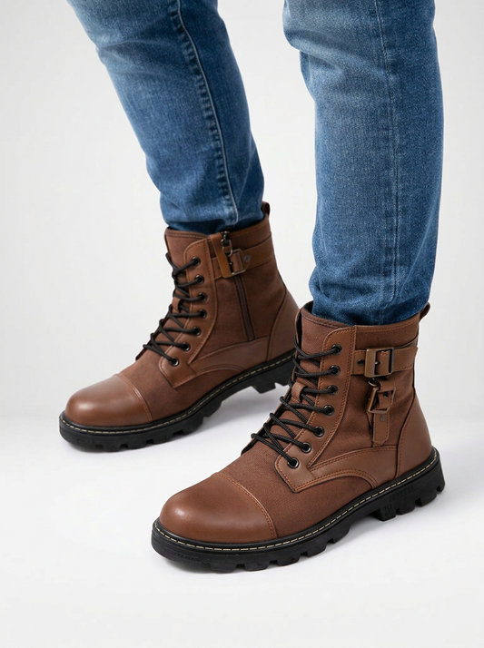 Men’s Combat Boots Mid Top Lace Up