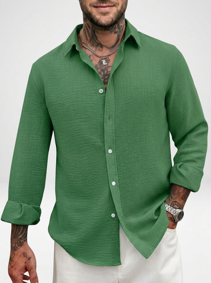 Men’s Relaxed Linen Blend Button Down Shirt