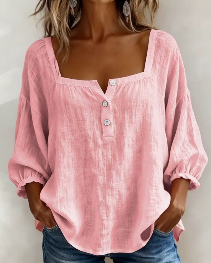 Blusa de escote cuadrado para mujer