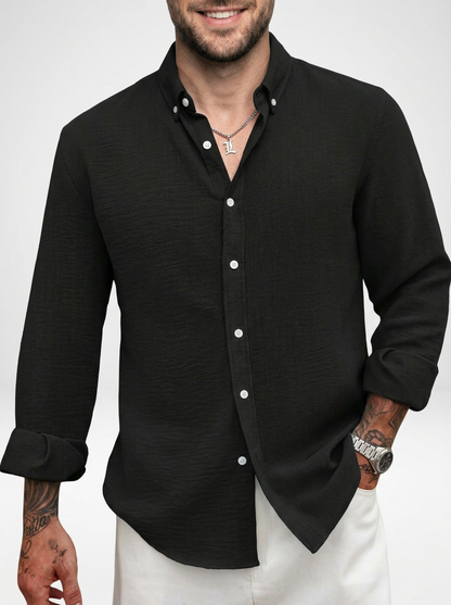 Men’s Relaxed Linen Blend Button Down Shirt