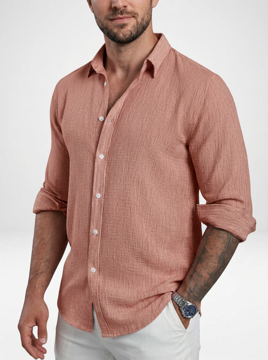 Men’s Relaxed Linen Blend Button Down Shirt