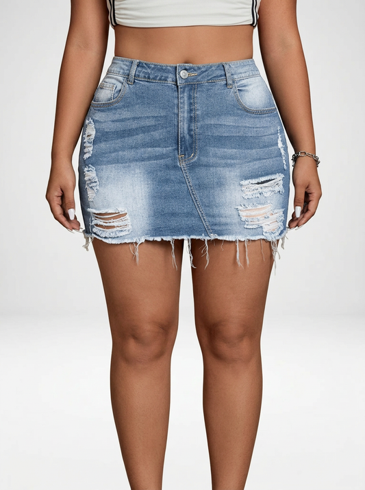 Plus Size Denim Mini Skirt