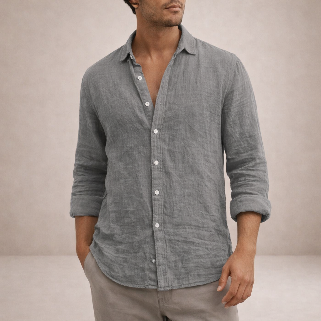 Camisa de corte estándar de manga larga para hombre
