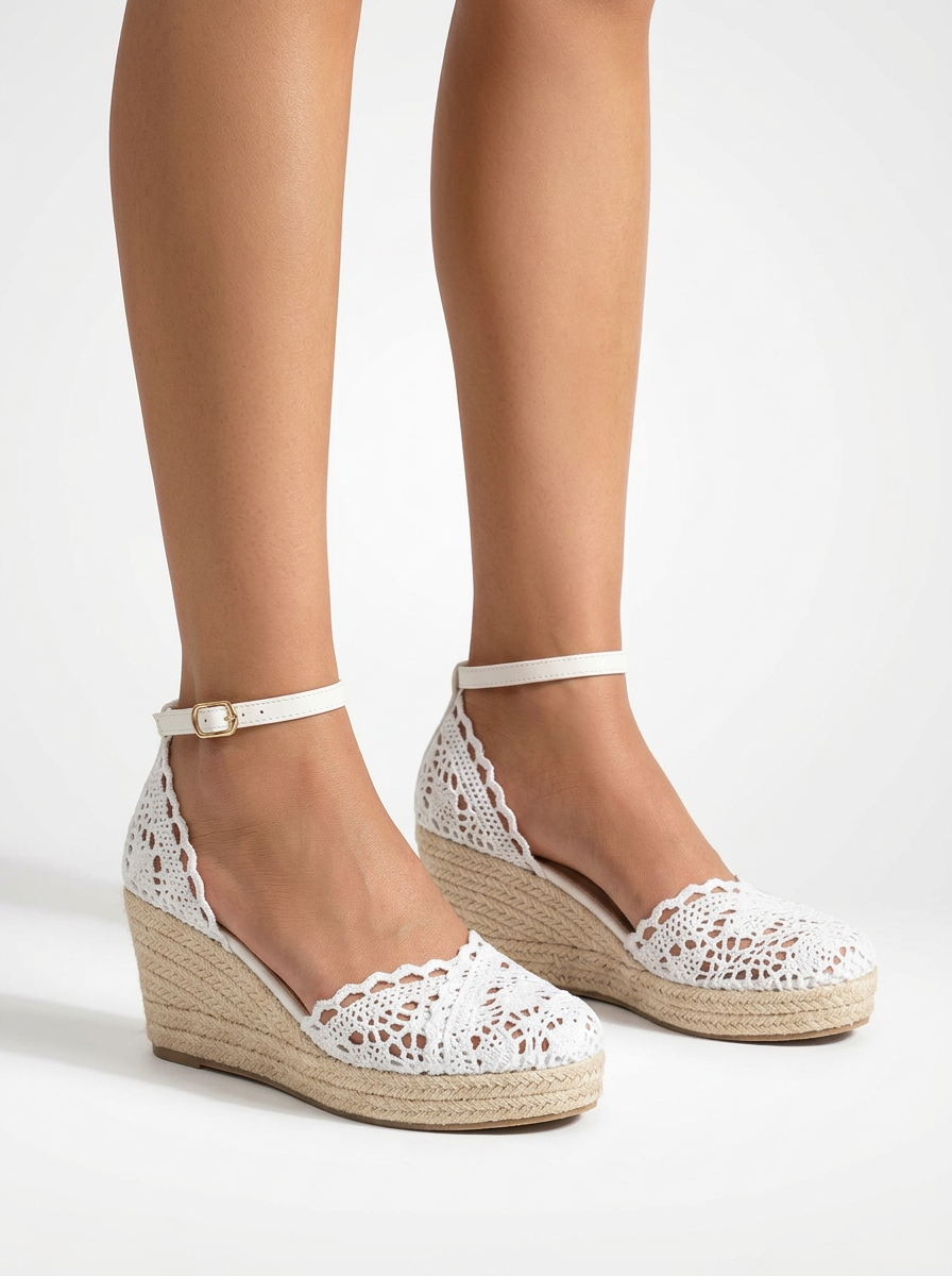 Woven Closed Toe Platform Wedge Sandals