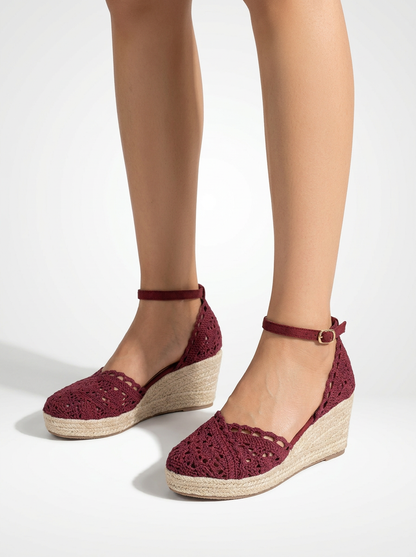 Woven Closed Toe Platform Wedge Sandals