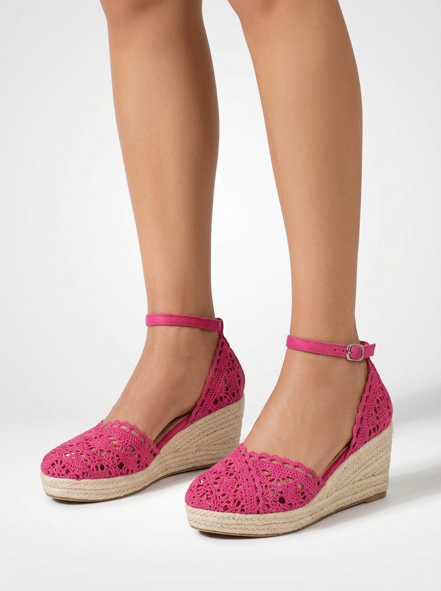 Woven Closed Toe Platform Wedge Sandals