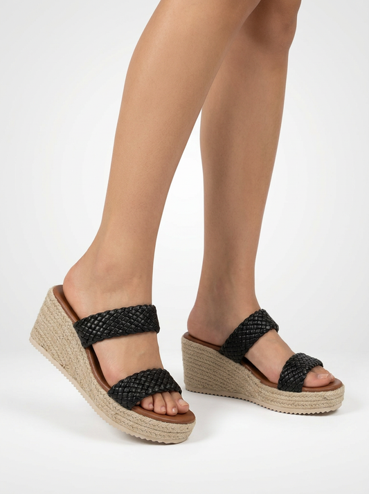 Braided Strap Jute Platform Sandals