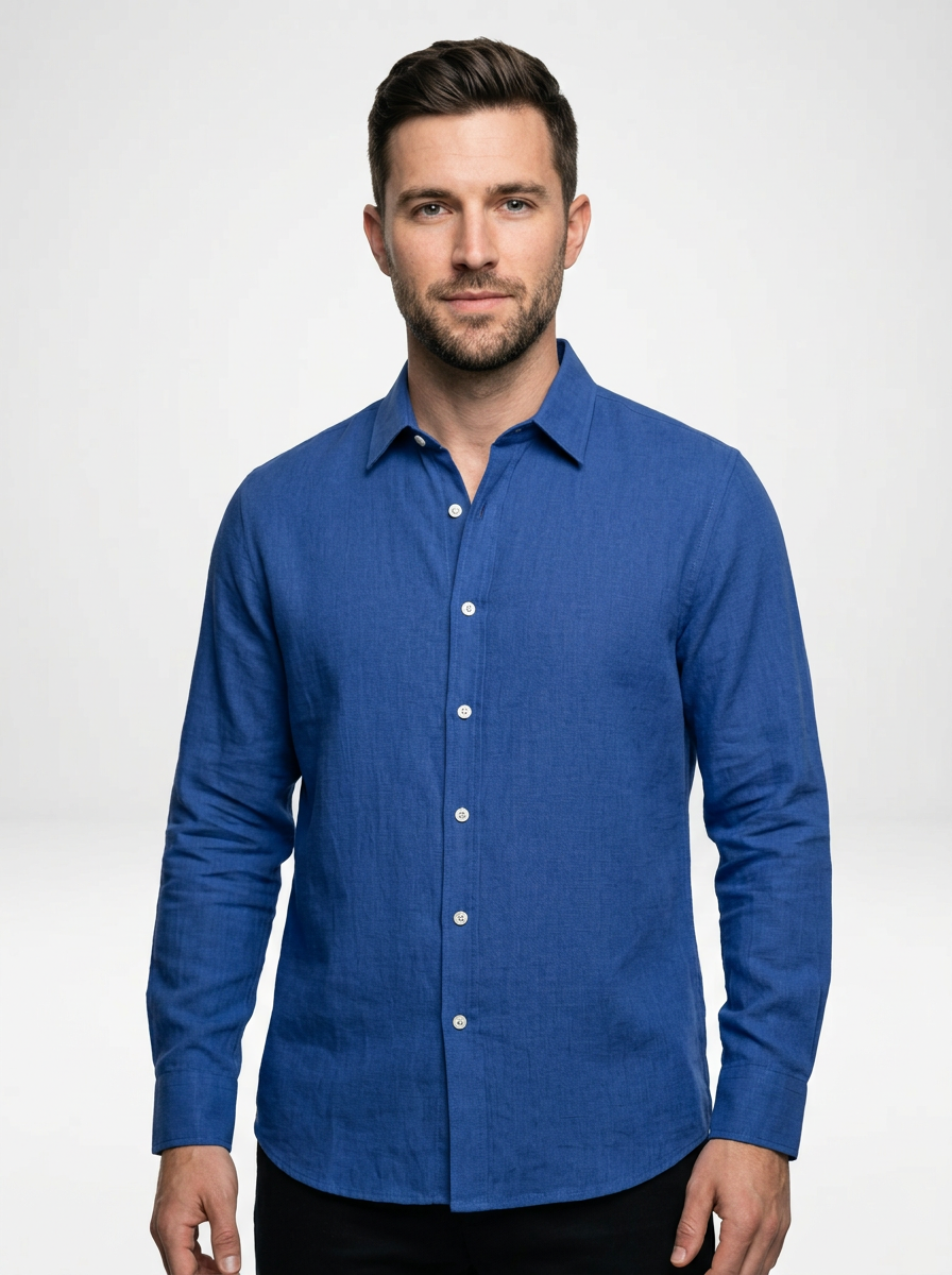 Men’s Relaxed Linen Blend Button Down Shirt