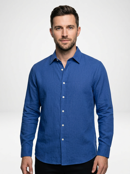 Men’s Relaxed Linen Blend Button Down Shirt