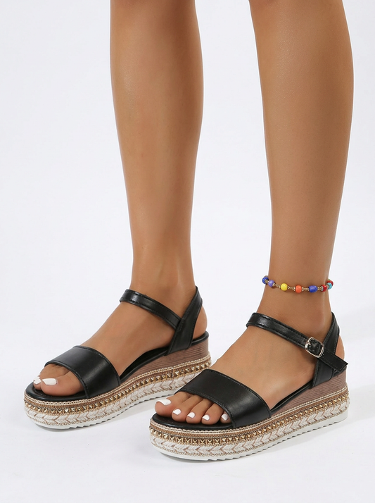 Rope Sole Platform Strap Sandals