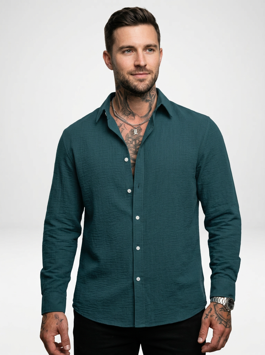 Men’s Relaxed Linen Blend Button Down Shirt