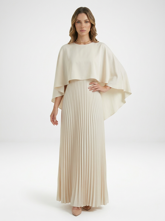 Pleated Batwing Sleeve Wedding Guest Maxi Dress