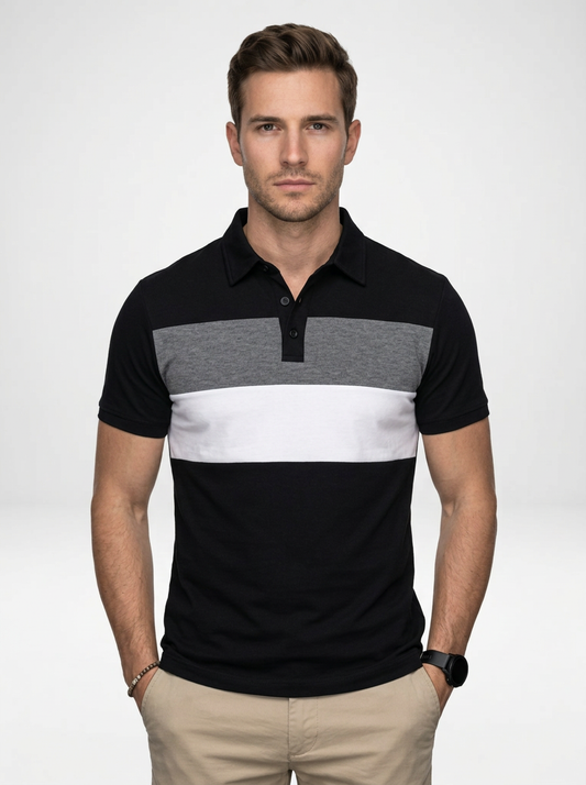 Refined Modern Men’s Contrast Short Sleeve Polo Shirt
