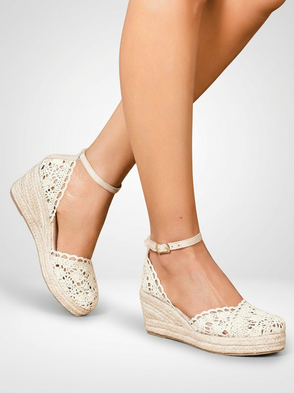 Woven Closed Toe Platform Wedge Sandals