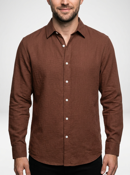 Men’s Relaxed Linen Blend Button Down Shirt