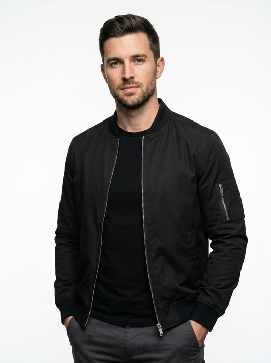 Men’s Tailored Zip Front Bomber Jacket